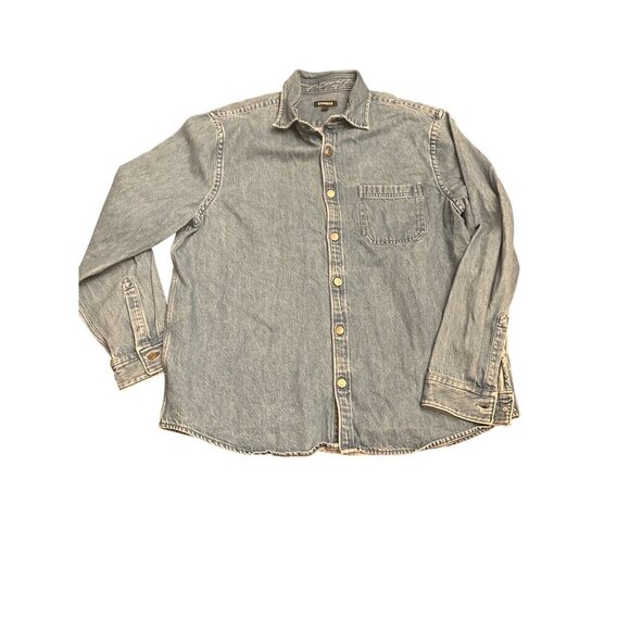 Express Mens Denim Button-Down Shirt L Shacket Mens - Picture 1 of 5